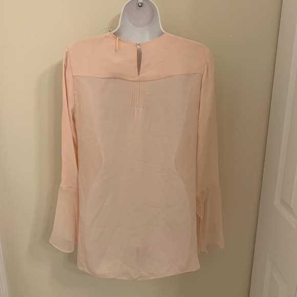 Elie Tahari Owen Silk Sheer-Cuff Blouse Pink Salt - Picture 6 of 6